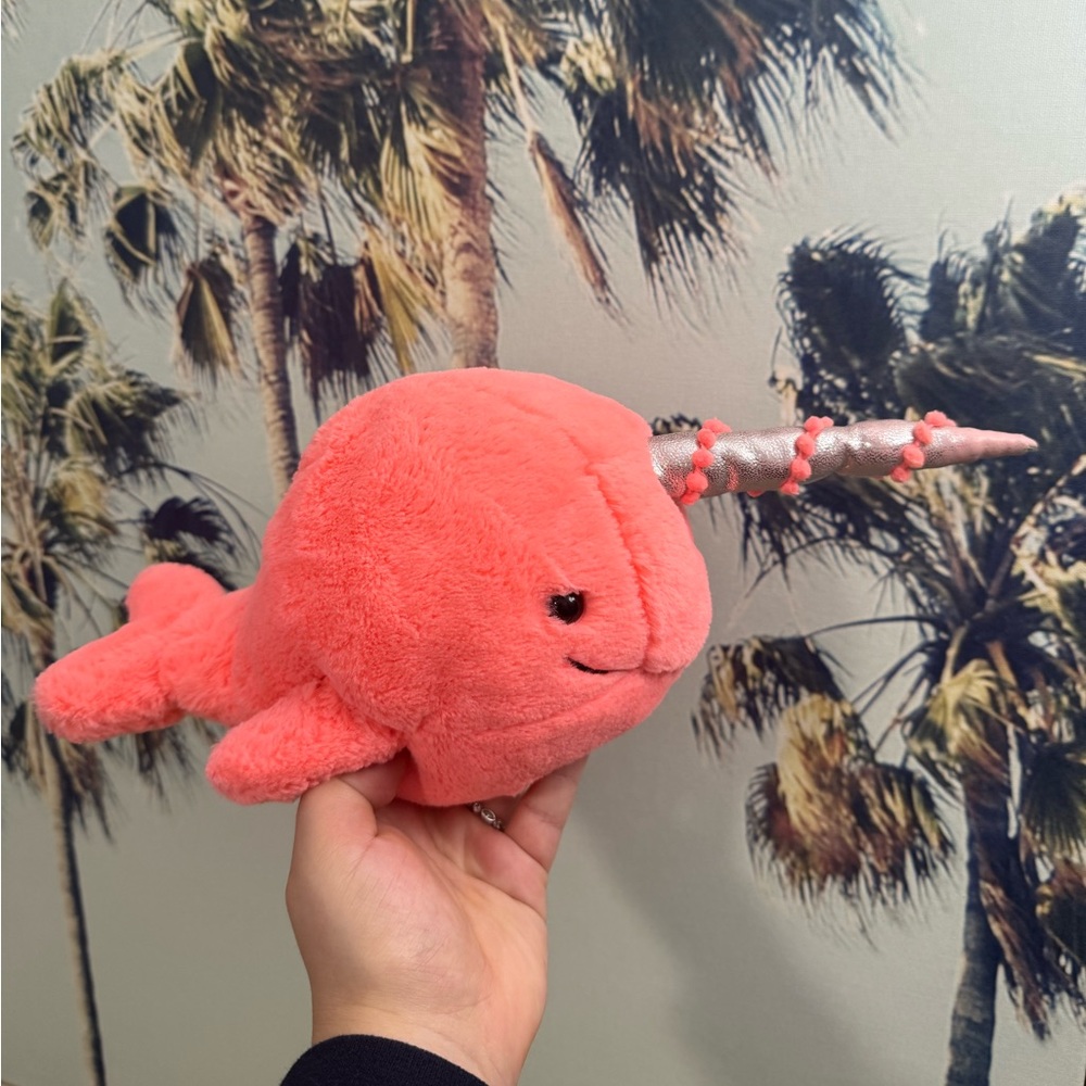 Jellycat Narwhal Plush Sea Sorbet Coral. Discontinued 9" Plush w/ Metallic Horn